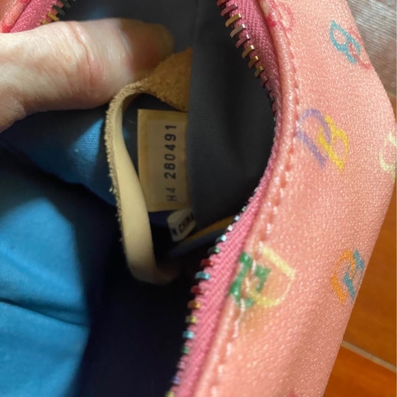 VINTAGE Dooney & Bourke Pink Hobo Bag with Multicolor Accents - Picture 6 of 6